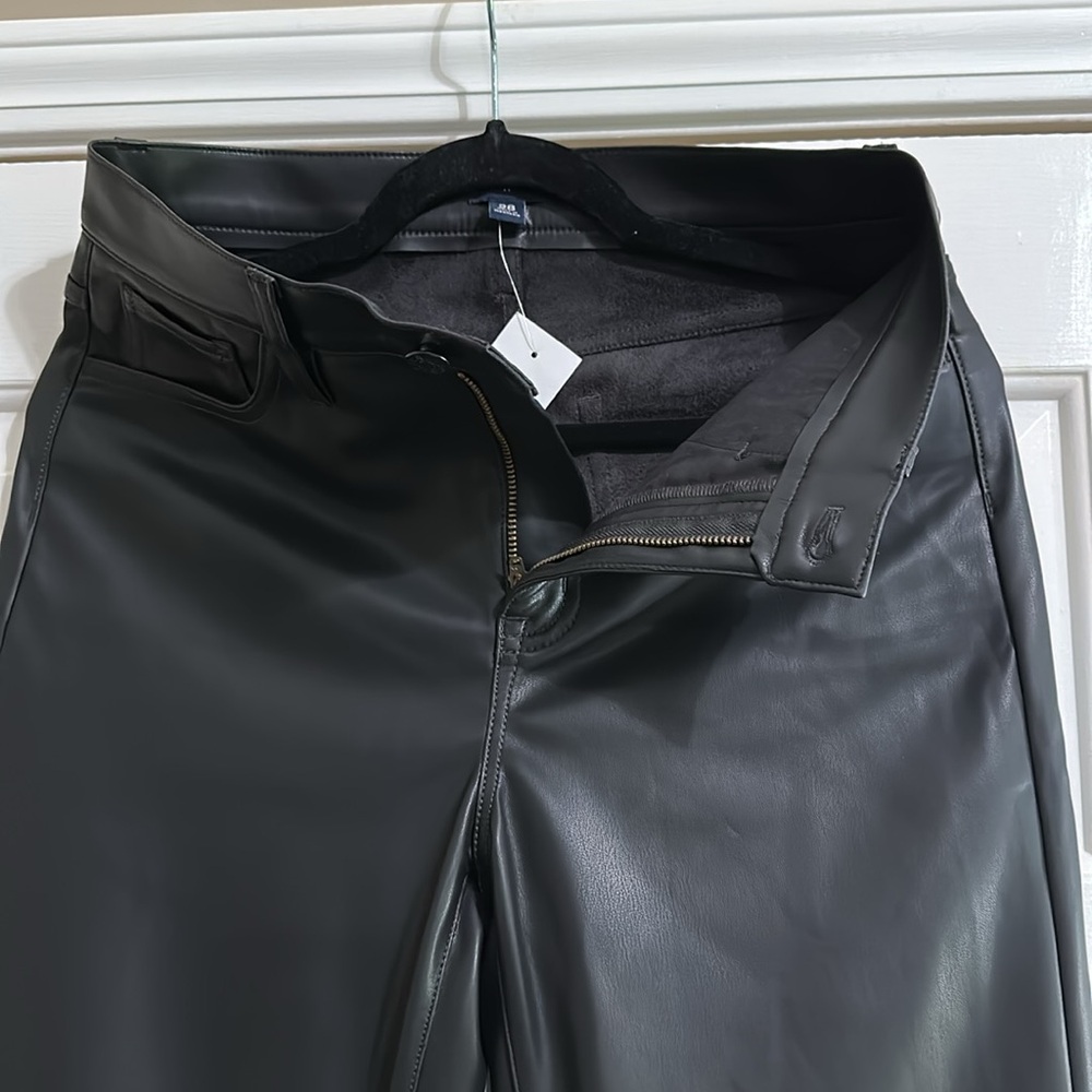 J.Crew Factory Full Length Straight Leg Pant in Black Faux Leather - Picture 6 of 8